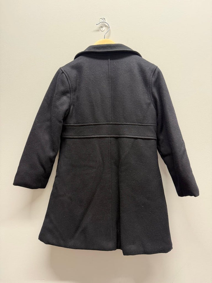 Lullah Bette Dress Coat – M (6–7Y) | Black Single-Breasted Collar, Imperfect - Nest and Sprout-Consignment