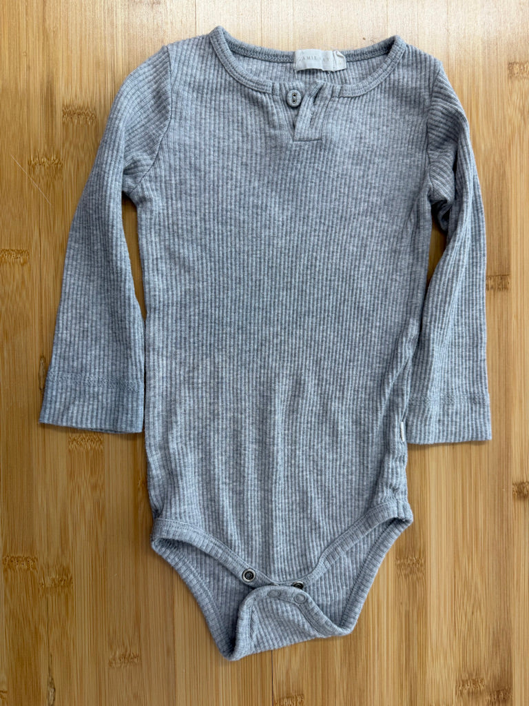 Jamie Kay Ribbed Bodysuit – 2Y | Light Grey Long Sleeve | Play