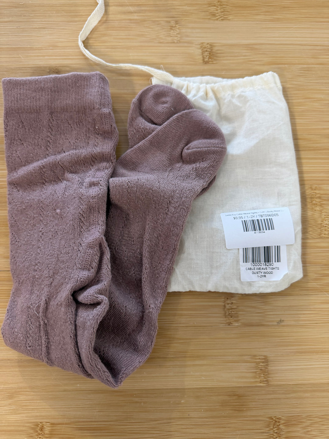 Jamie Kay Cable Weave Tights – 1–2Y | Dusty Wood | NIP
