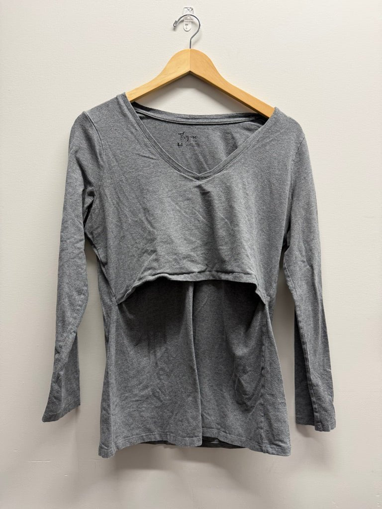 Thyme Maternity Nursing Tank – L | Long Sleeve V-Neck Lift-Up Access - Nest and Sprout-Consignment