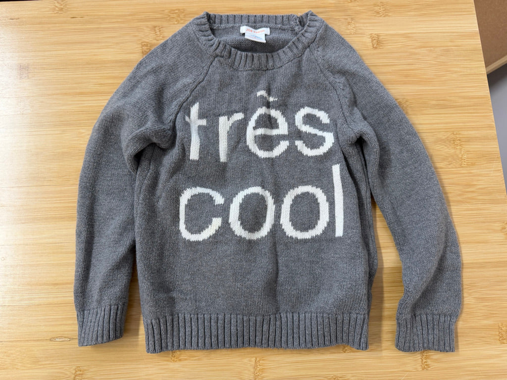 Joe Fresh Très Cool Knit Sweater – 4Y | Grey & White Text 2014