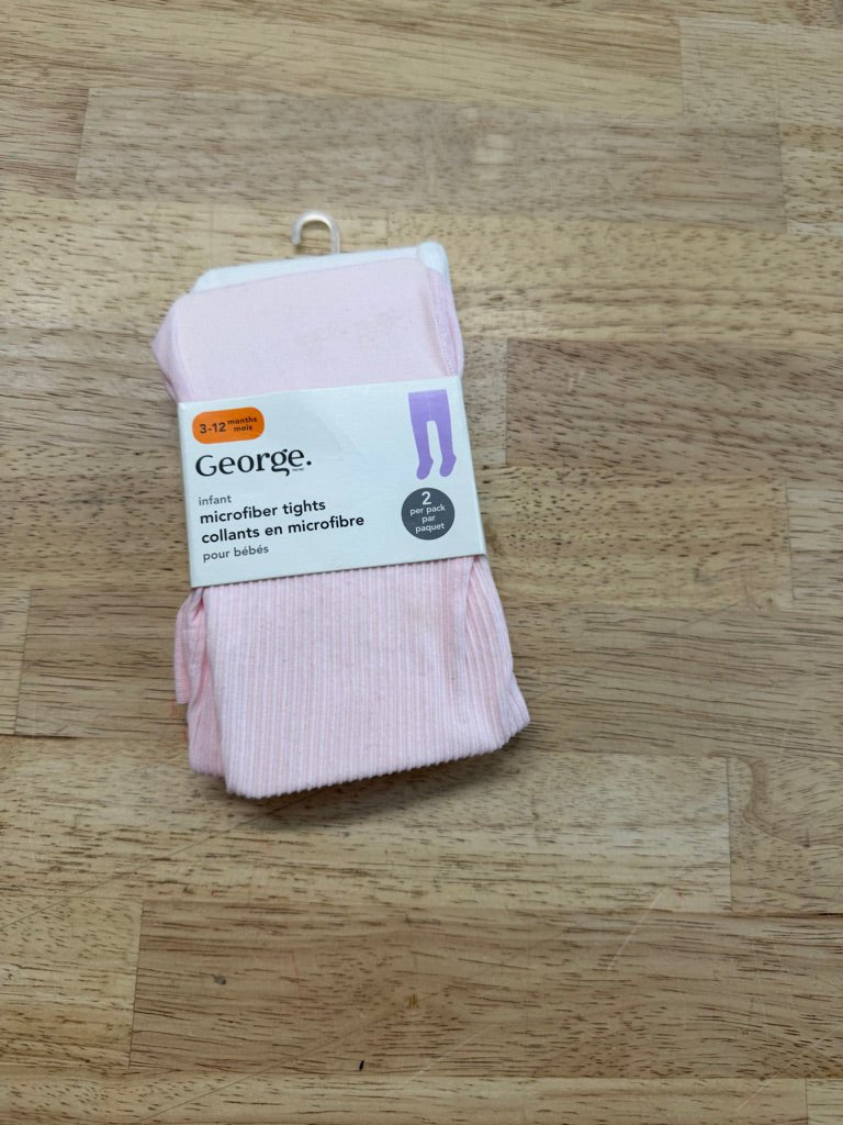 George Tights – 3–12M | Pink & White | NWT - Nest and Sprout - Consignment