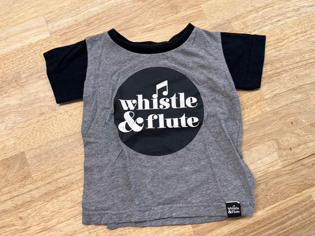 Whistle & Flute 6–12M – Grey Logo Graphic Tee