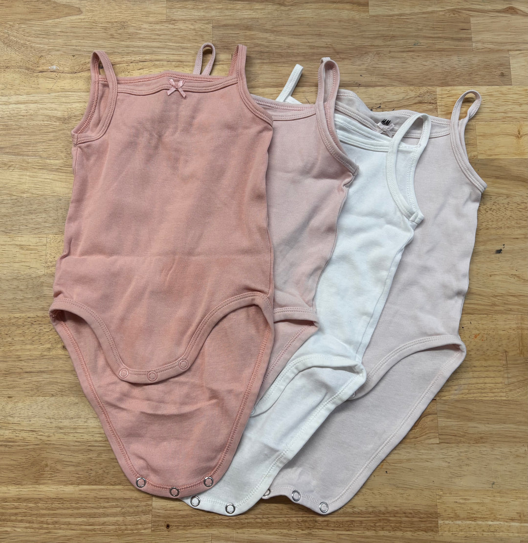 H&M Tank Bodysuit Bundle – Size 9-12M Pink & White (Set of 4)