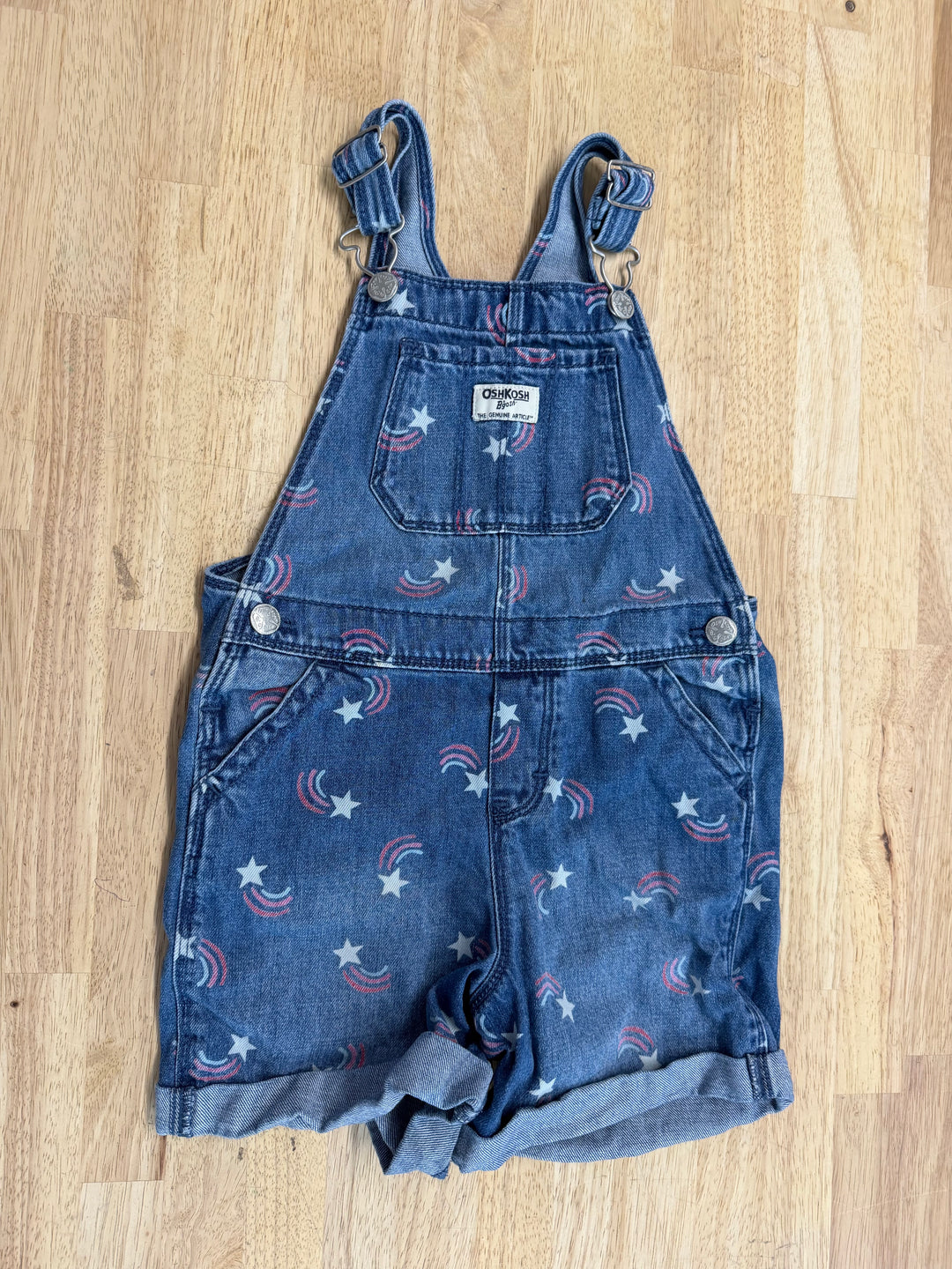 OshKosh Star Print Denim Short Overalls – 5T