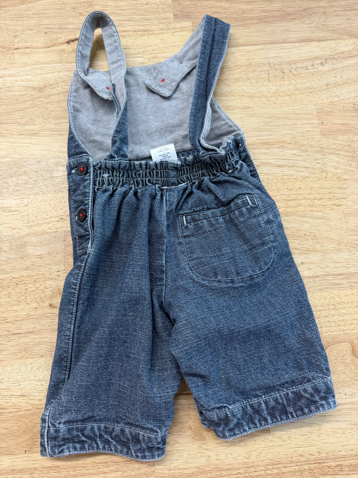 Gap Lined Overalls – 3–6M | Darker Wash Snap Crotch