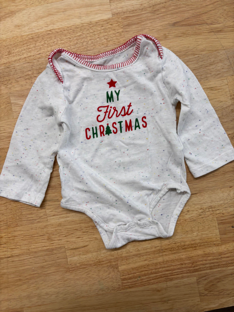 Mudpie 0-6M My First Christmas Bodysuit