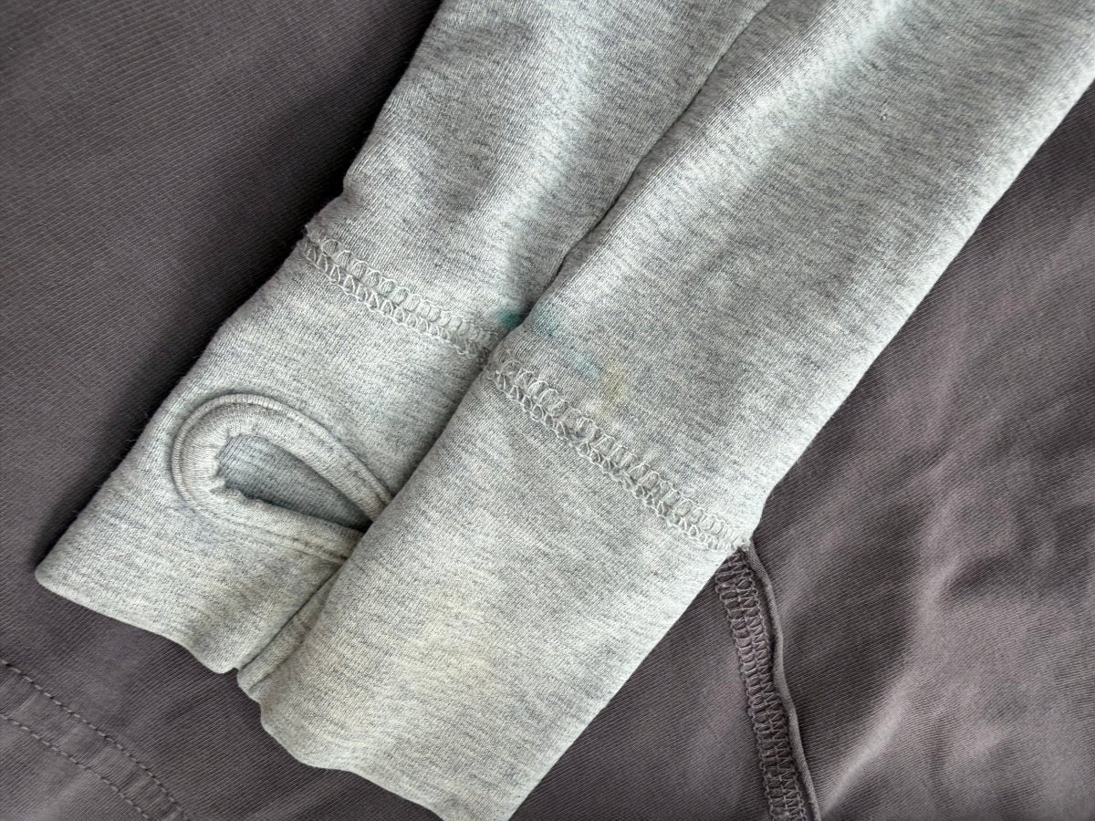 Peekaboo Beans Colourblock Hoodie – 6 | Charcoal, Green and Purple - Nest and Sprout-Consignment