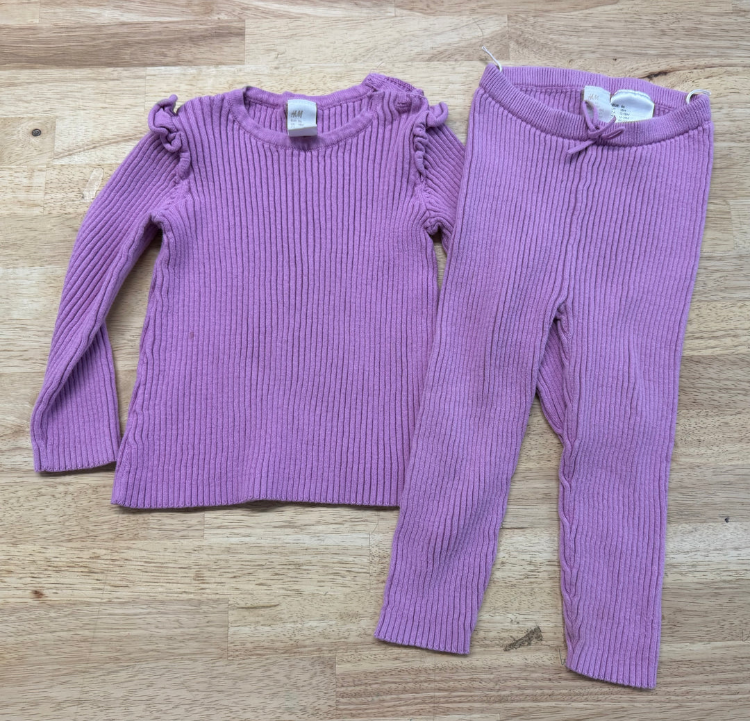 H&M Purple Ribbed Two-Piece Set – 12–18M