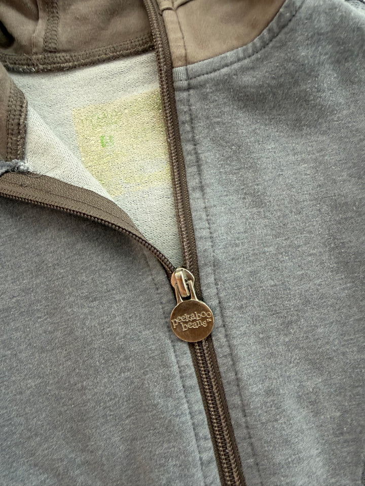Peekaboo Beans Hooded Zip-Up Jacket – 2/3 Est. | Light Grey & Brown Raw Edges