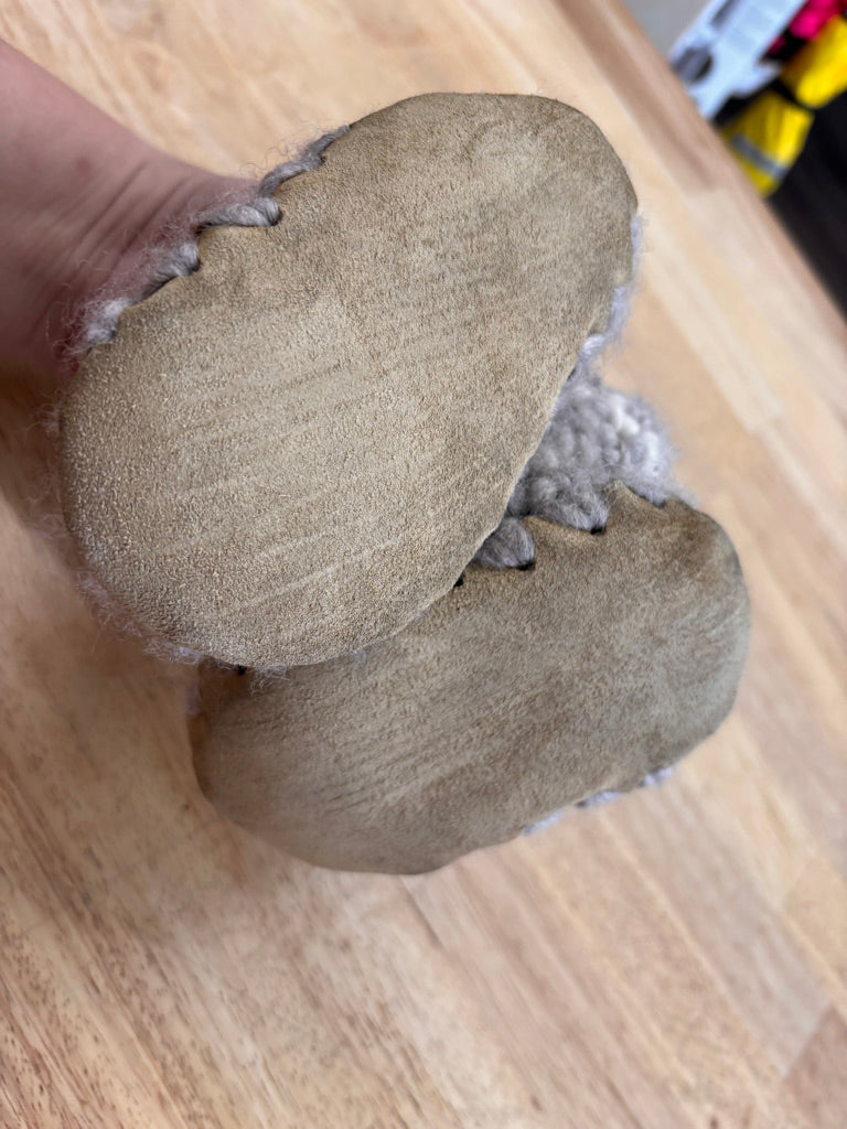 Wool-Lined Slippers with Suede Soles & Bow