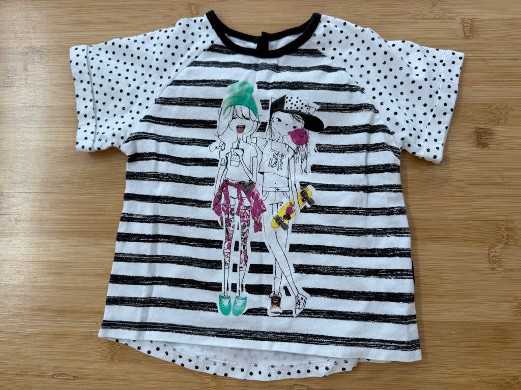 Souris Mini Black & White Stripe Graphic T-Shirt – 3Y