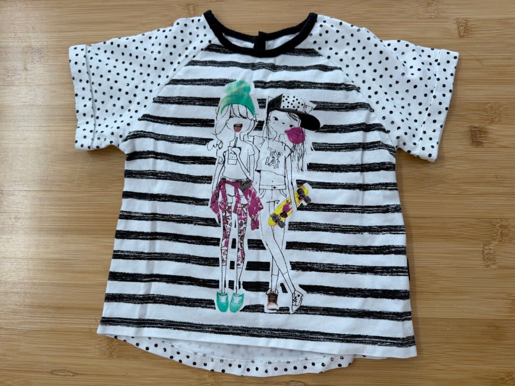 Souris Mini Black & White Stripe Graphic T-Shirt – 3Y - Nest and Sprout-Consignment