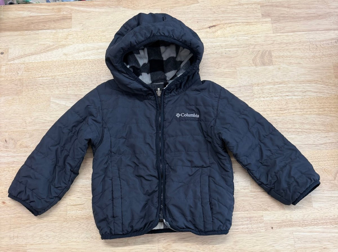 Columbia Reversible Buffalo Plaid Jacket – 3T | Black Puffy & Fleece Excellent - Nest and Sprout-Consignment