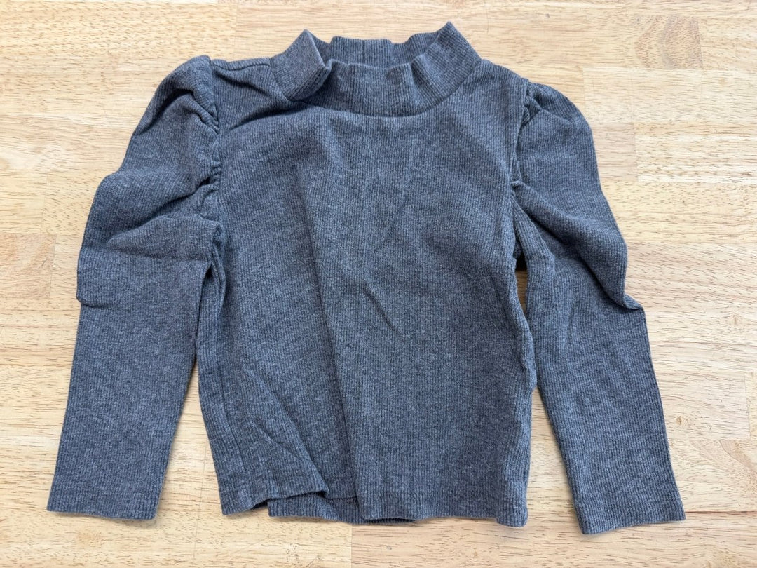 Baby Gap Ribbed Mock Neck Sweater – 18–24M | Grey Puff Sleeve