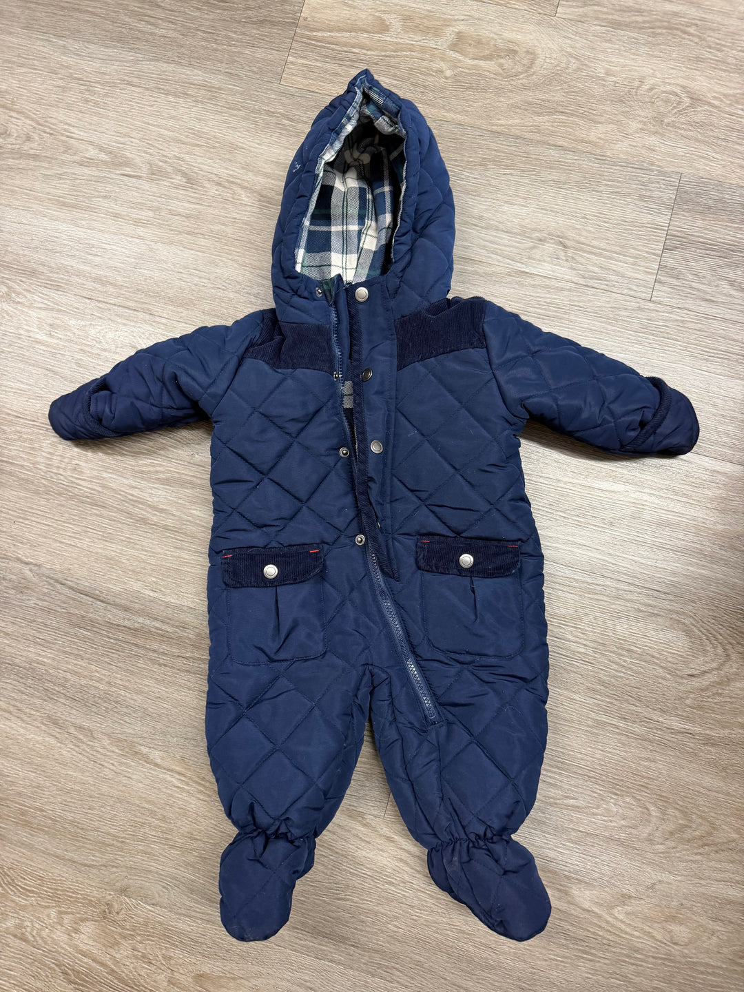 Rothschild Quilted Baby Suit – 6–9M | Blue Polyester Corduroy Features