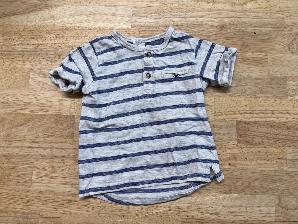 H&M 4–6M Grey & Blue Striped Tee
