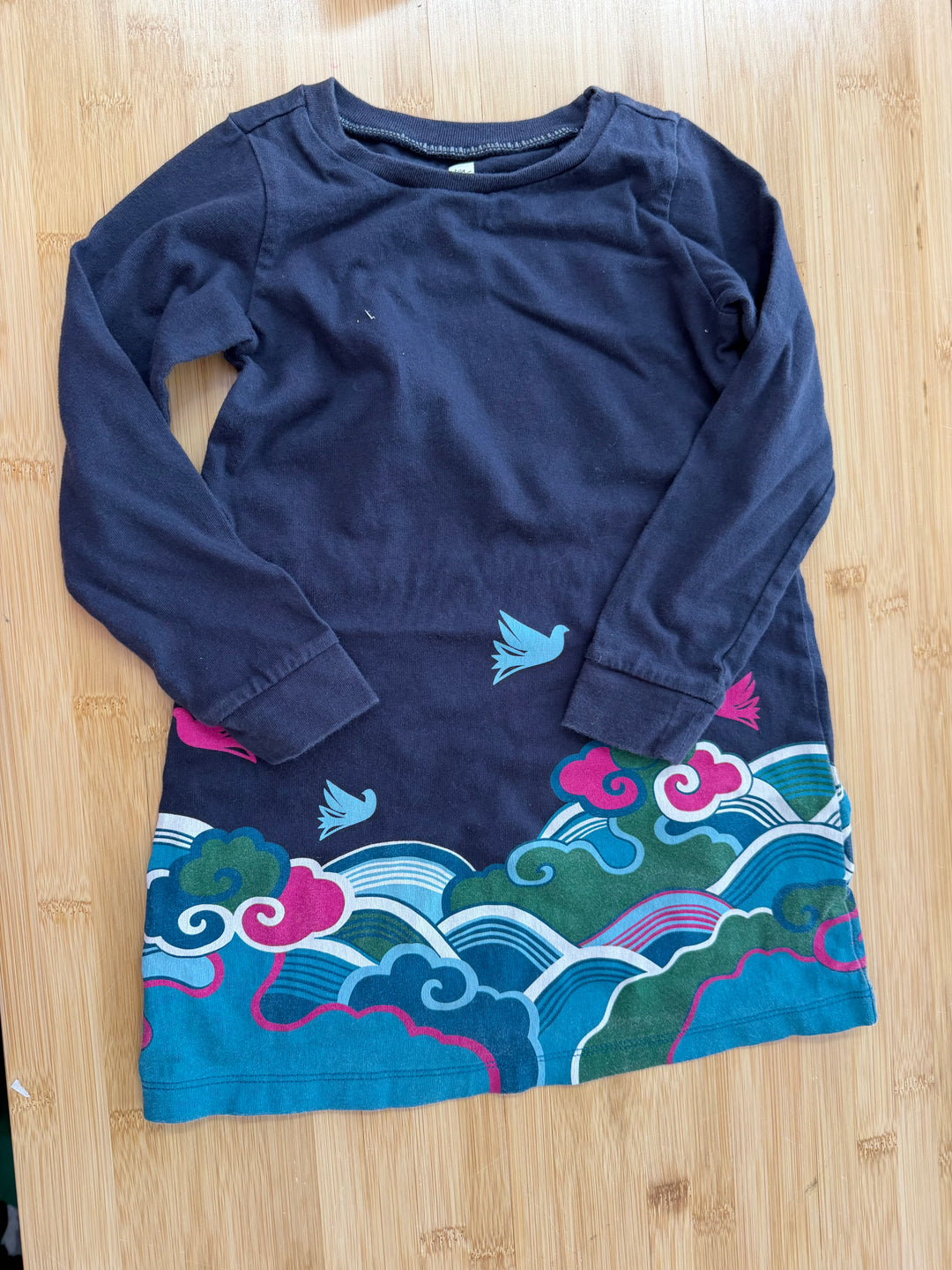 Tea Collection Bird in the Clouds Navy Long Sleeve Dress – 3