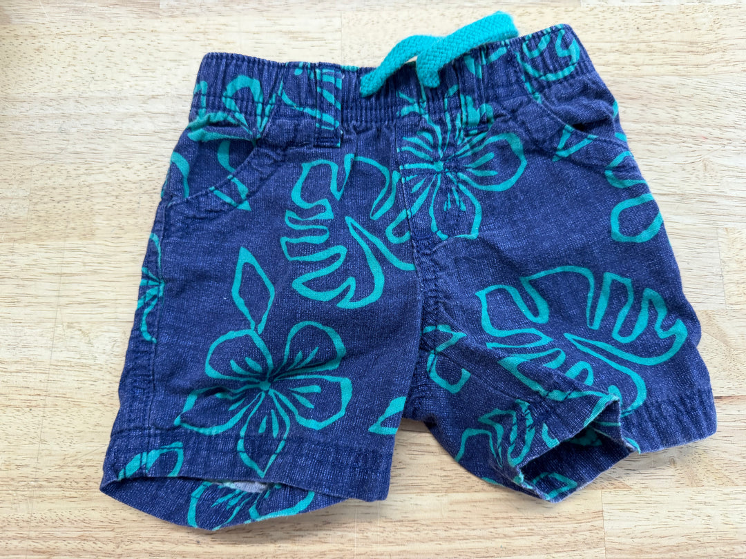 Old Navy Shorts – 3–6M | Navy & Green Tropical Print