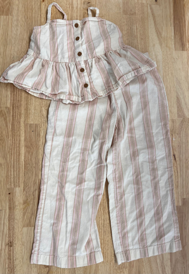 H&M 5–6Y Two-Piece Set – Striped Crop Top & Pants