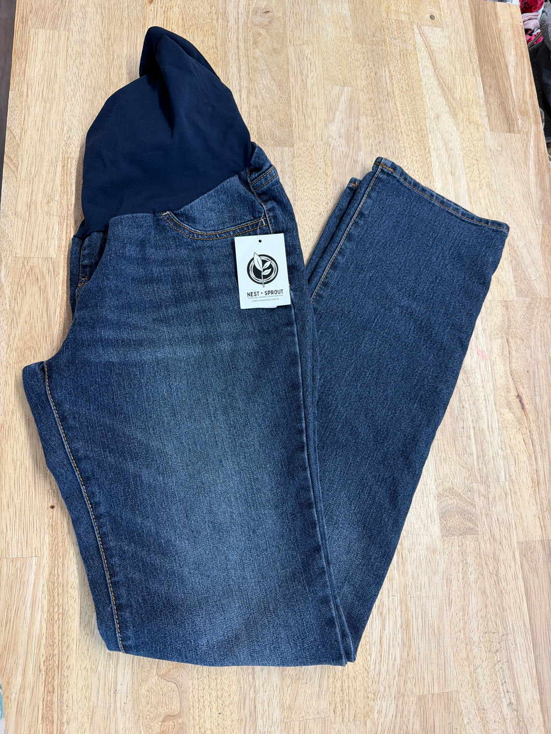 Indigo Blue Maternity Boot Cut Pants – L | Blue and Grey Denim | High Rise