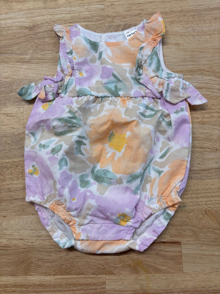 Carters 3M Bubble Romper – Purple Floral - Nest and Sprout - Consignment