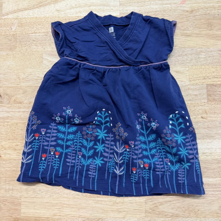 Tea Collection Navy Floral Scene Dress – 12–18M | Floral Along Skirt - Nest and Sprout-Consignment