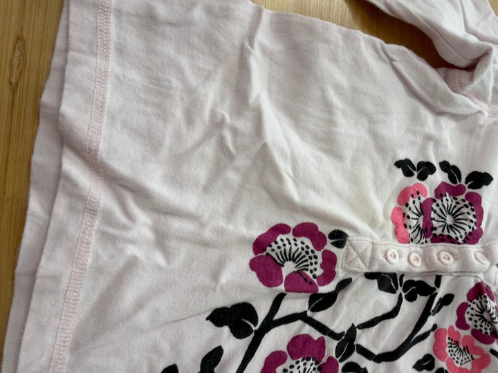 Tea Collection Top – 2 | Light Pink Floral Quarter-Button Long Sleeve - Nest and Sprout-Consignment
