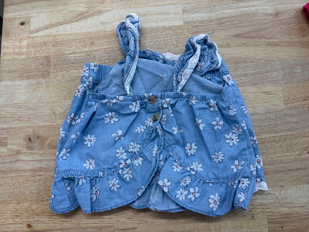 Little Lass Denim Set – Size 3T (Peplum Top & Shorts, Daisy Print)