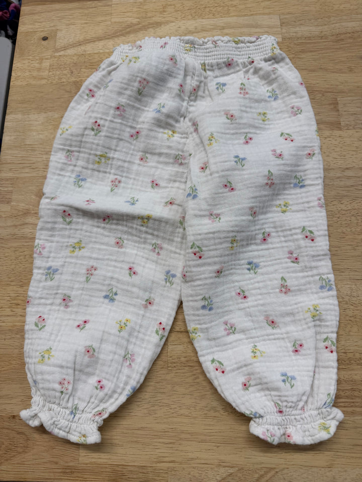 H&M Cotton Elastic Waist Pants – 12-18 Months | Light Floral