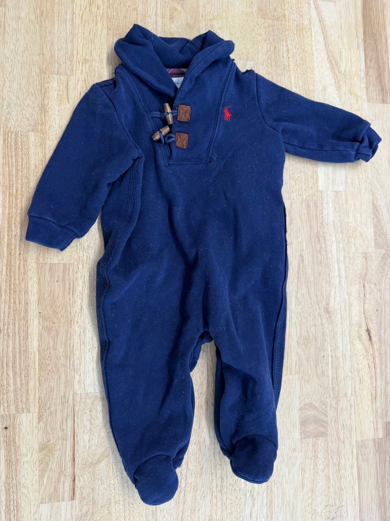 Ralph Lauren Footed Romper – 6M | Navy Collared - Nest and Sprout - Consignment