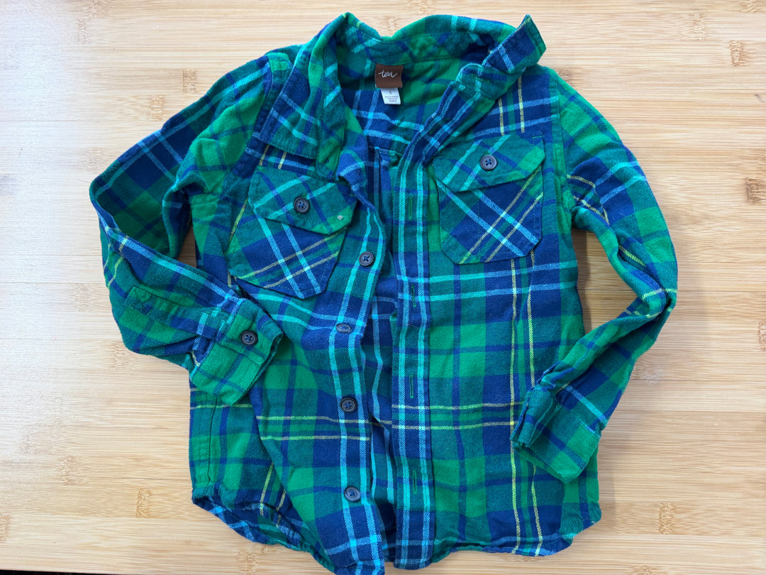 Tea Collection Blue & Green Flannel Shirt – 5 | Excellent