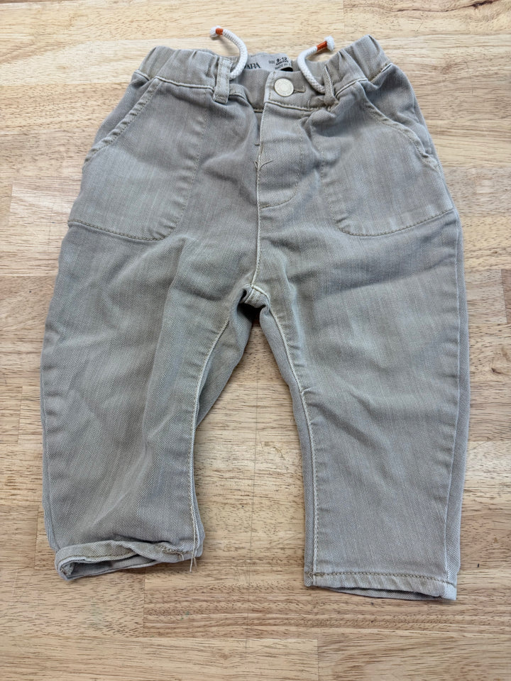 Zara Chino Pants – 9–12M | Green Tie Waist