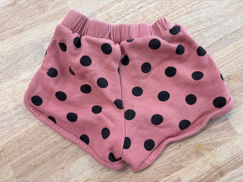 Zara 9–12M Salmon Pink Shorts with Black Polka Dots