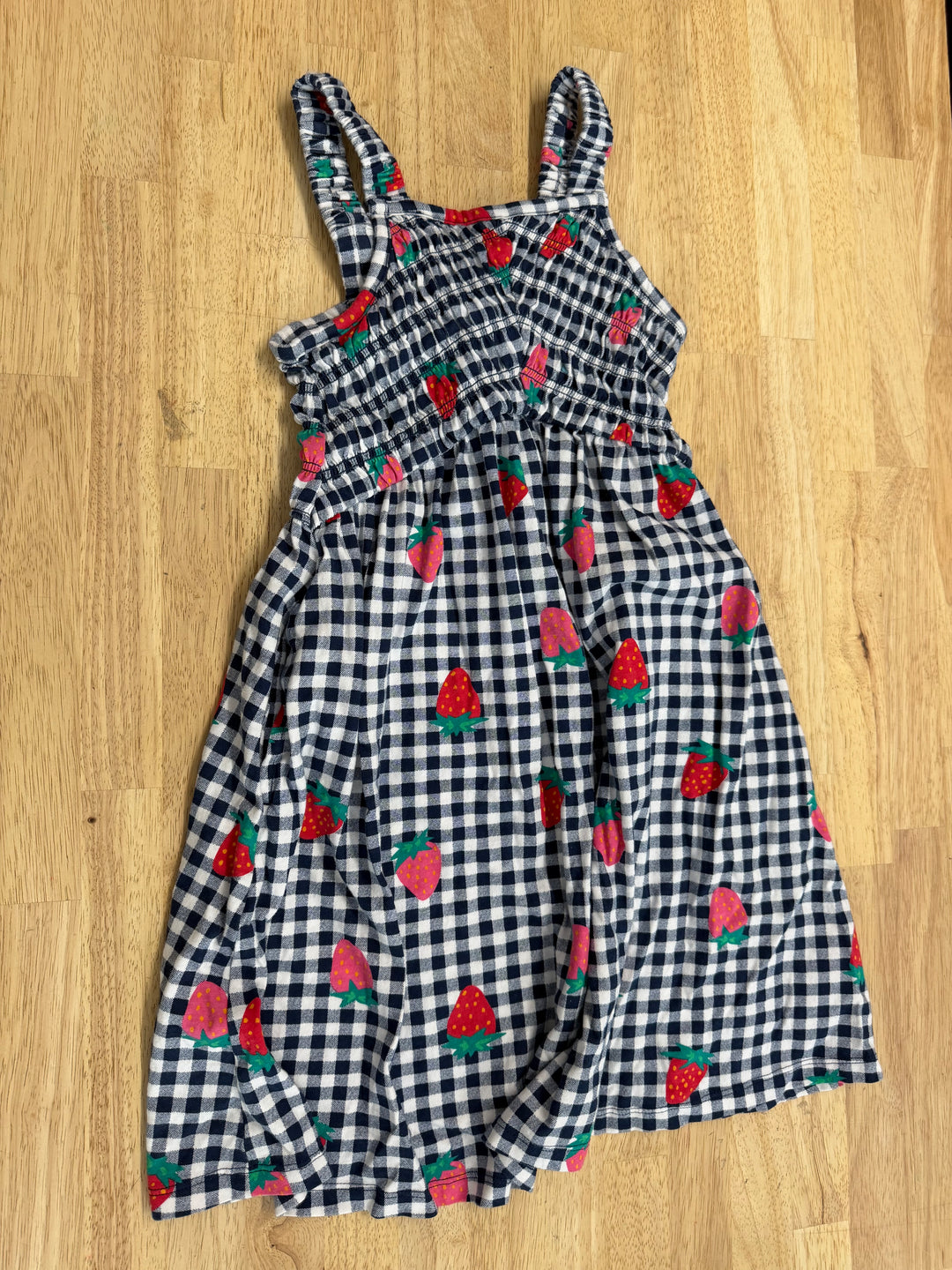 Old Navy Smocked Tank Dress – 8 | Navy Gingham Strawberry Print