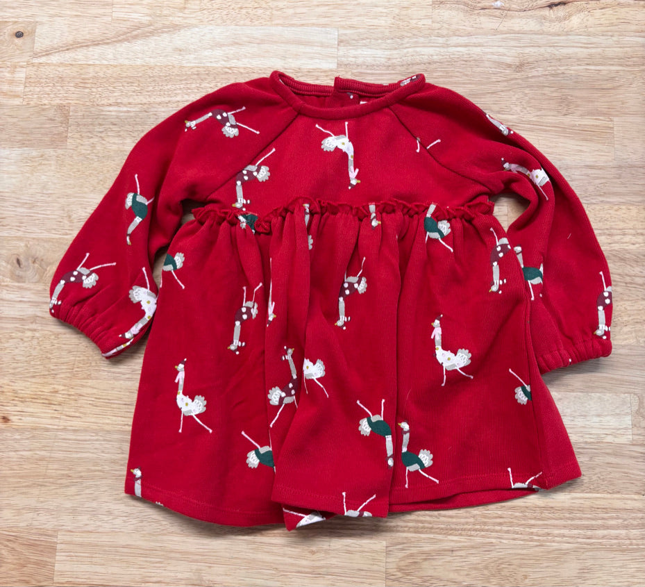 Rise Little Earthling 6-9M Dress - Christmas Ostriches