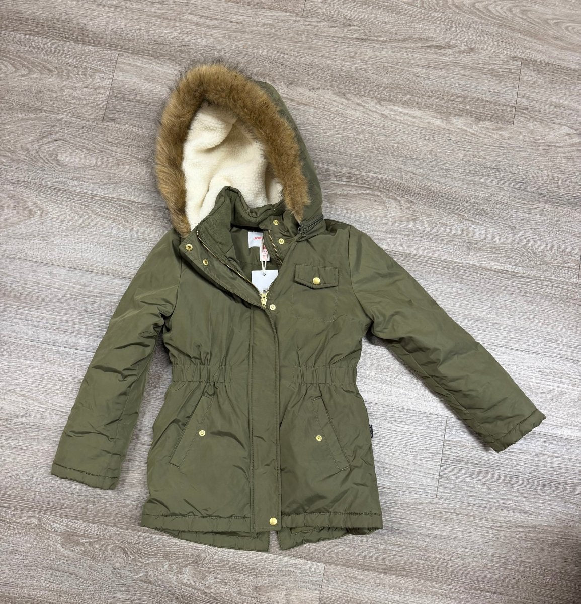 Joe Fresh Puffer Winter Jacket – 7 | Forest Green | Zip-In Faux Fur Lining - Nest and Sprout-Consignment