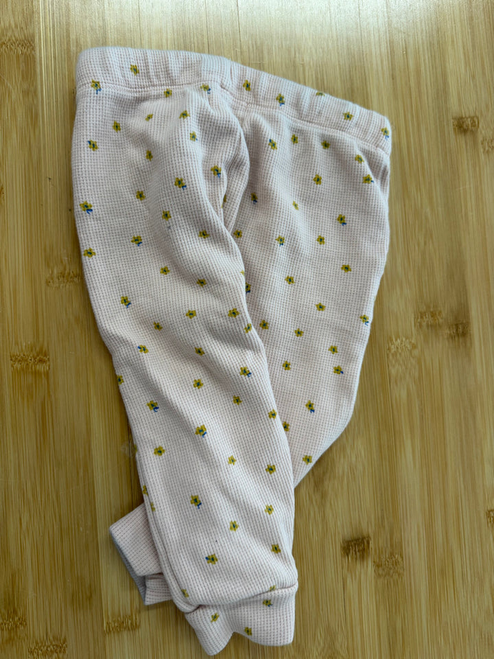 Wilson & French Waffle Leggings – 12–18M | Peach Yellow Flowers