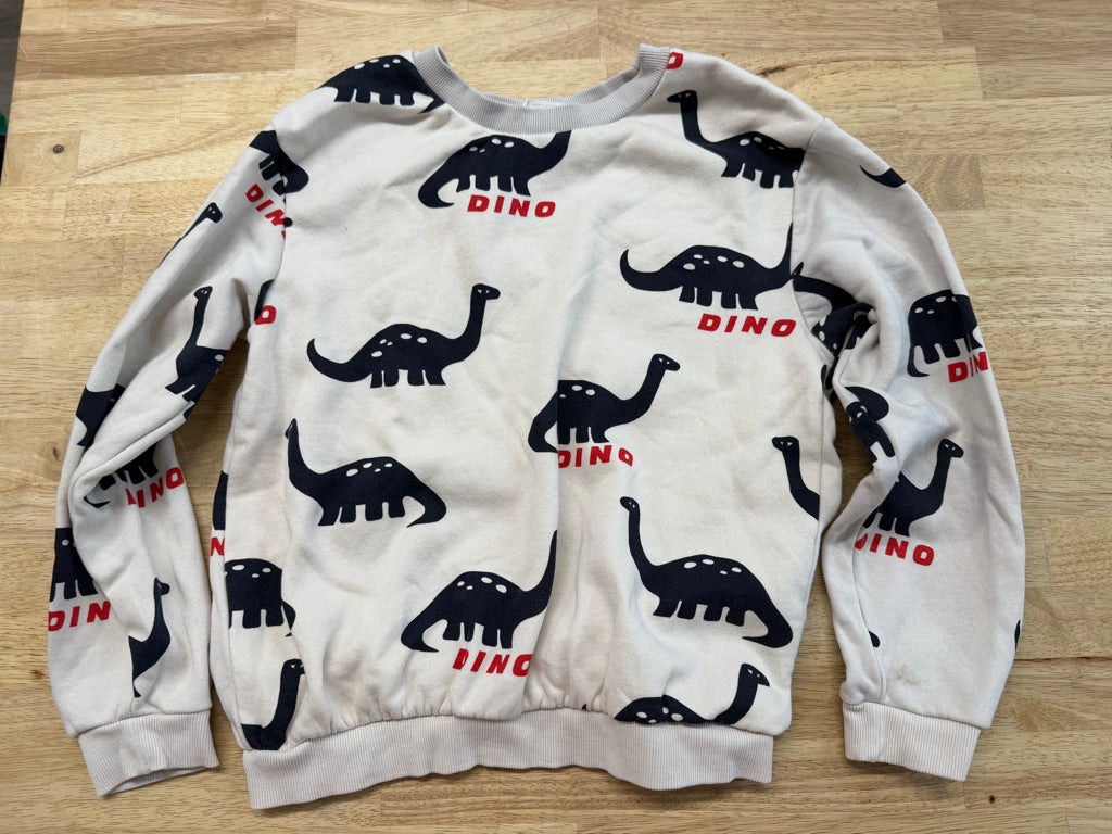 H&M Dinosaur Allover Sweatshirt – 8–10 | Cream