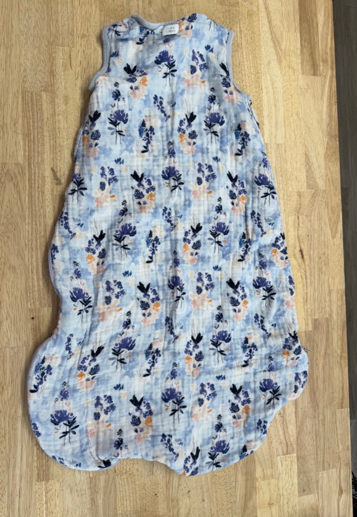 Loulou Lollipop Blue Floral Muslin Sleep Sack – 6–18M | 0.5 Tog Bamboo/Cotton | Play - Nest and Sprout-Consignment