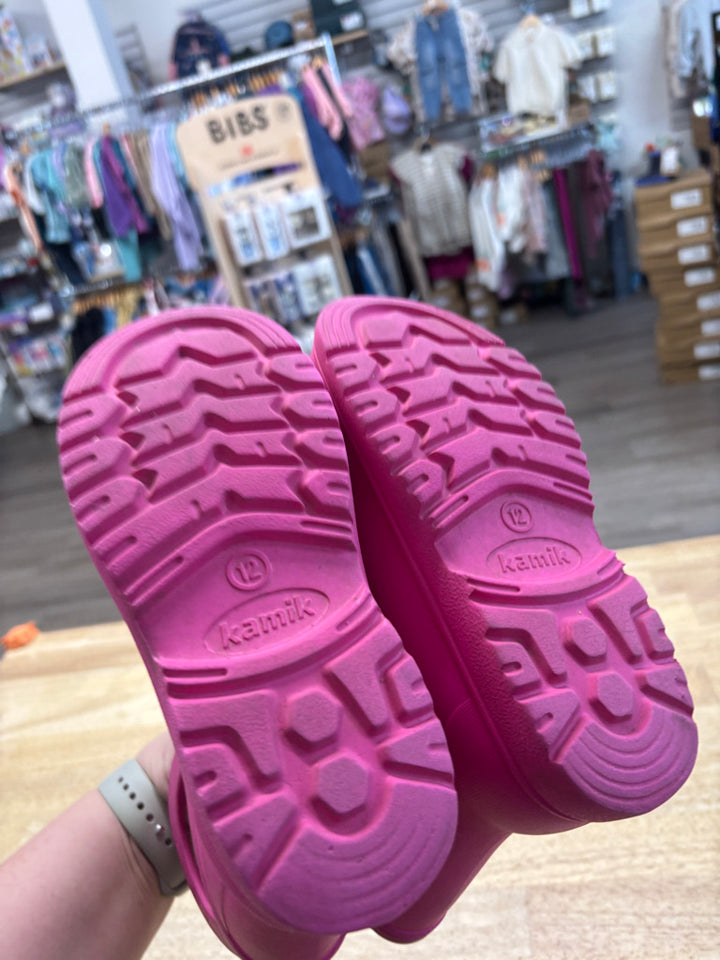 Kamik Pink Rain Boots with Handles | Size 12