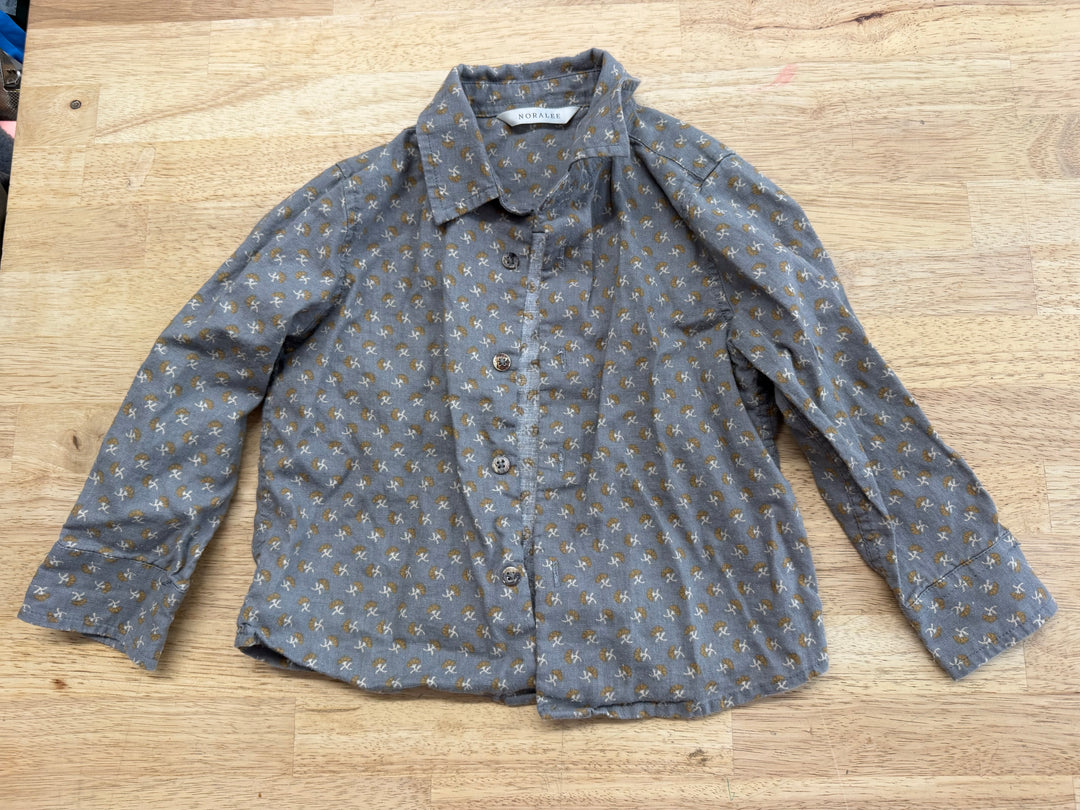 Noralee Button Down Shirt – 2 | Grey with Yellow Florals