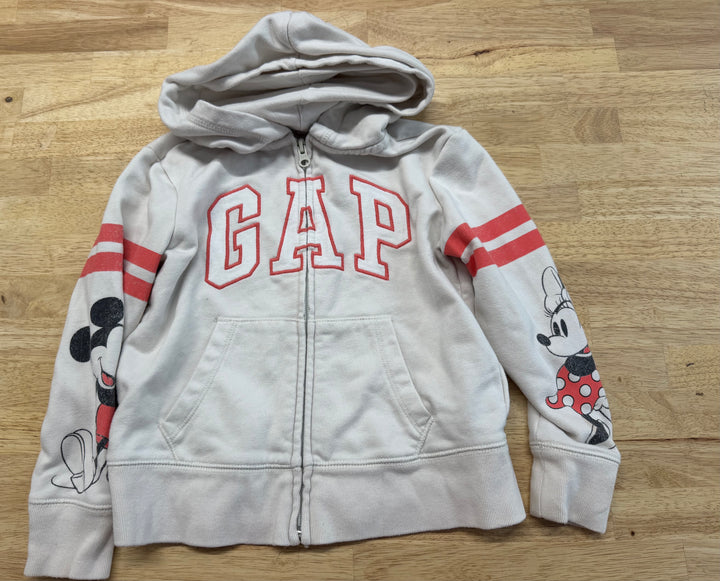 Gap Disney Mickey Mouse Zip-Up Sweatshirt – S (6/7Y) | Cream Coral Outline | Play