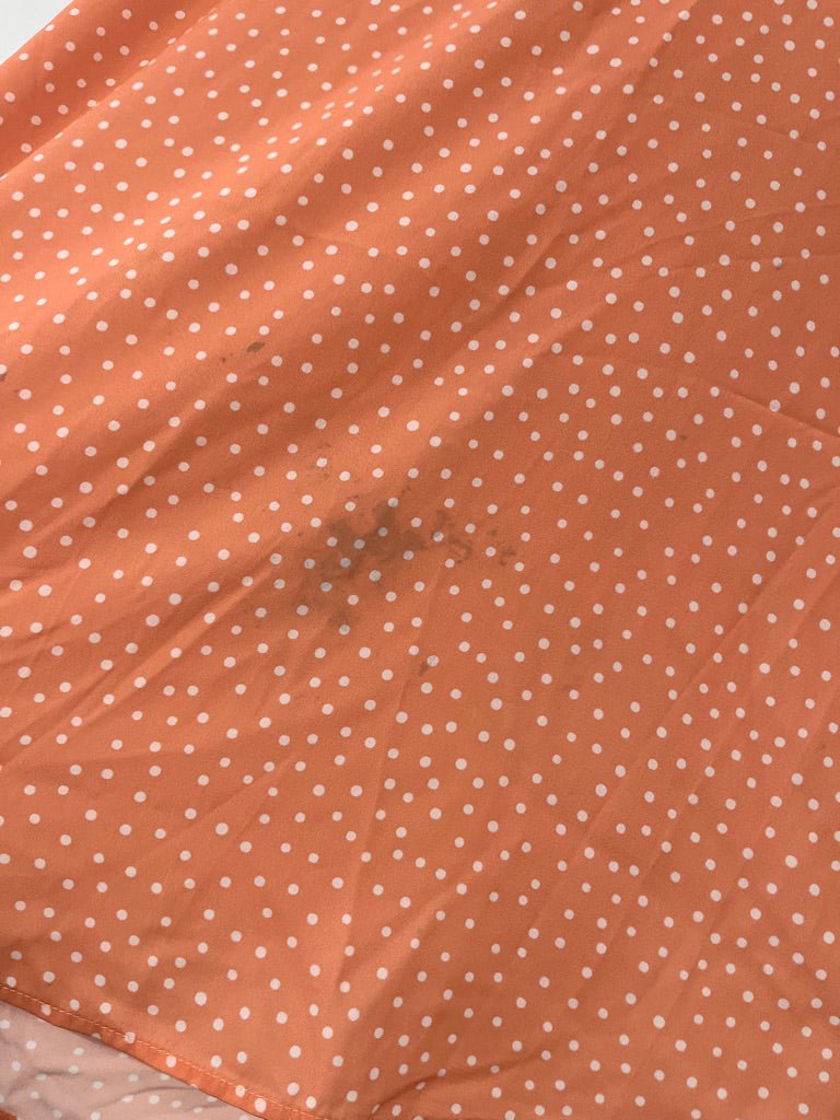 White Birch Size L Peach Polka Dot Rayon Top - Nest and Sprout - Consignment
