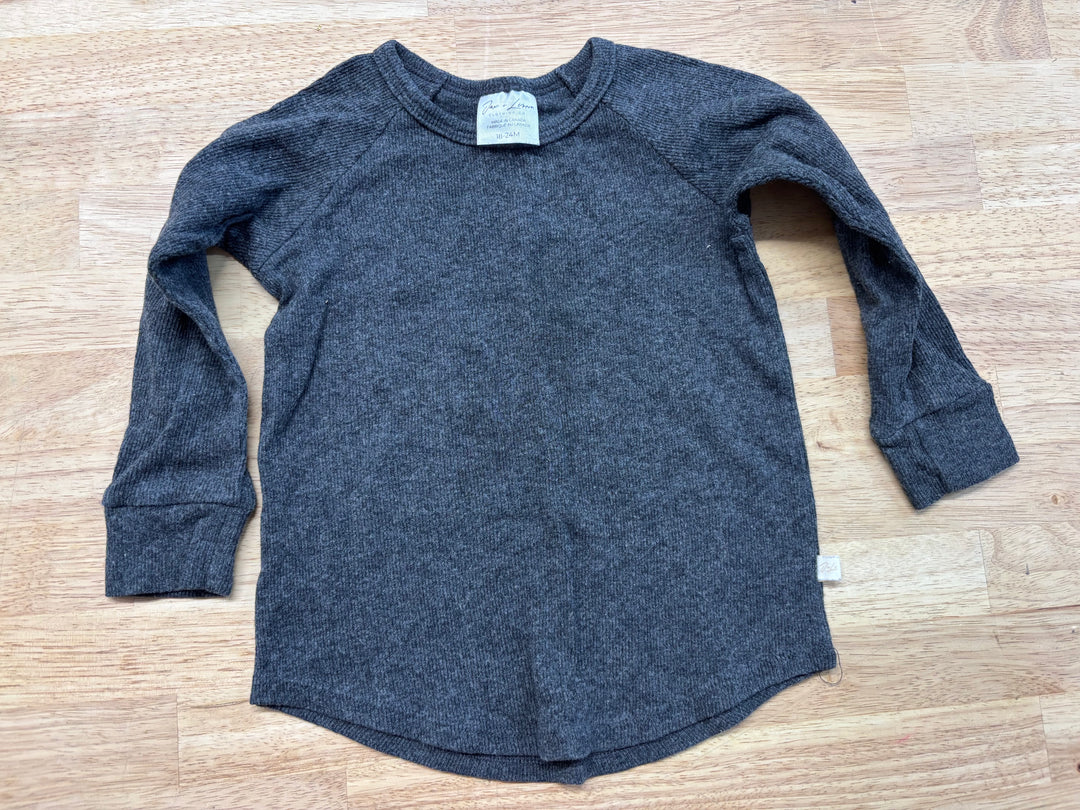 Jax & Lennon Ribbed Charcoal LS Top 18–24M