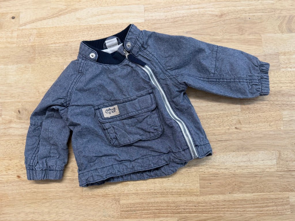 H&M Denim Jacket – 4–6M | Zip - Up Kangaroo Pocket - Nest and Sprout - Consignment