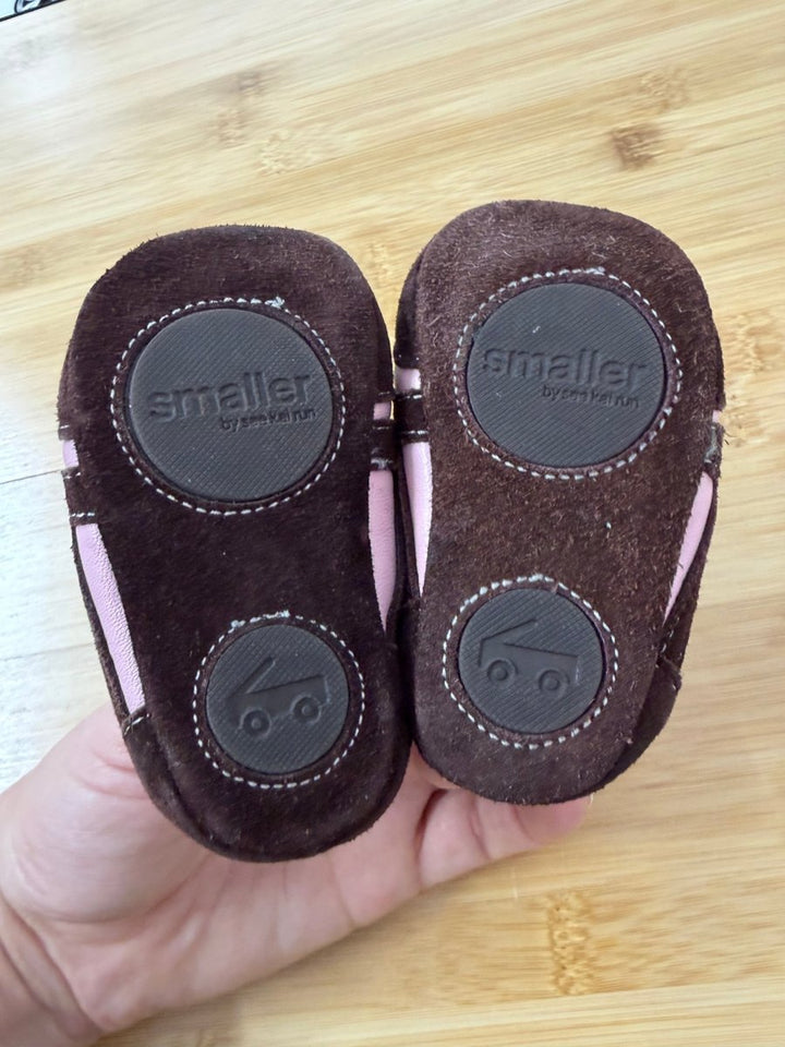 Smaller by Stride Rite Soft Sole Baby Shoe – 4 | Pink & Brown Velcro - Nest and Sprout-Consignment