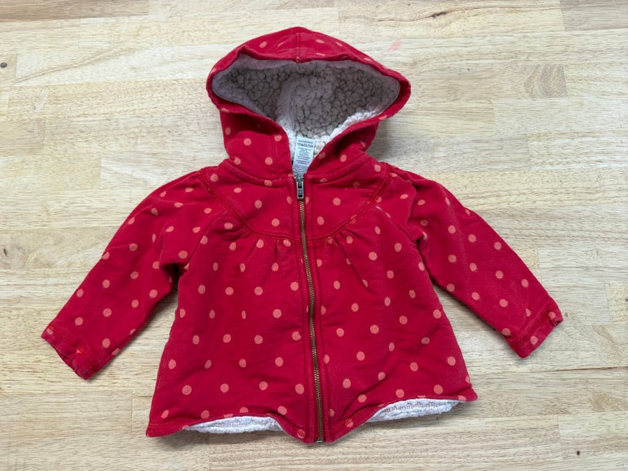 Tea Collection Red Polka Dot Sherpa Hooded Top – 12–18M - Nest and Sprout-Consignment