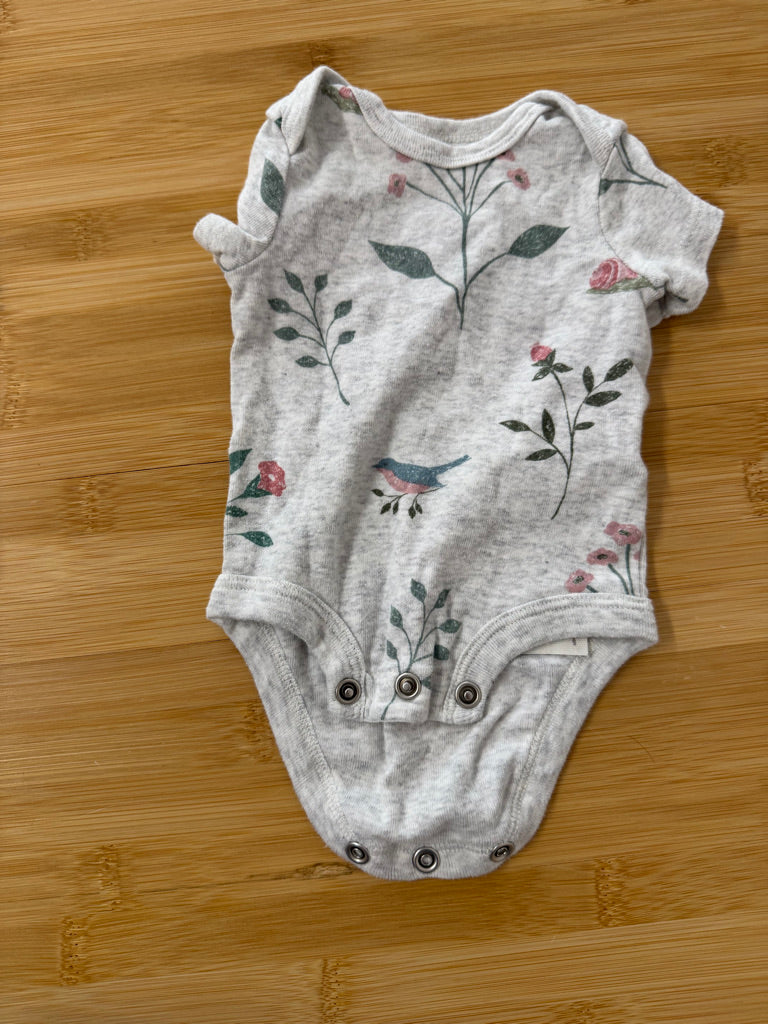 Little Planet by Carter's Bodysuit – Newborn | Grey Bird Print Short Sleeve