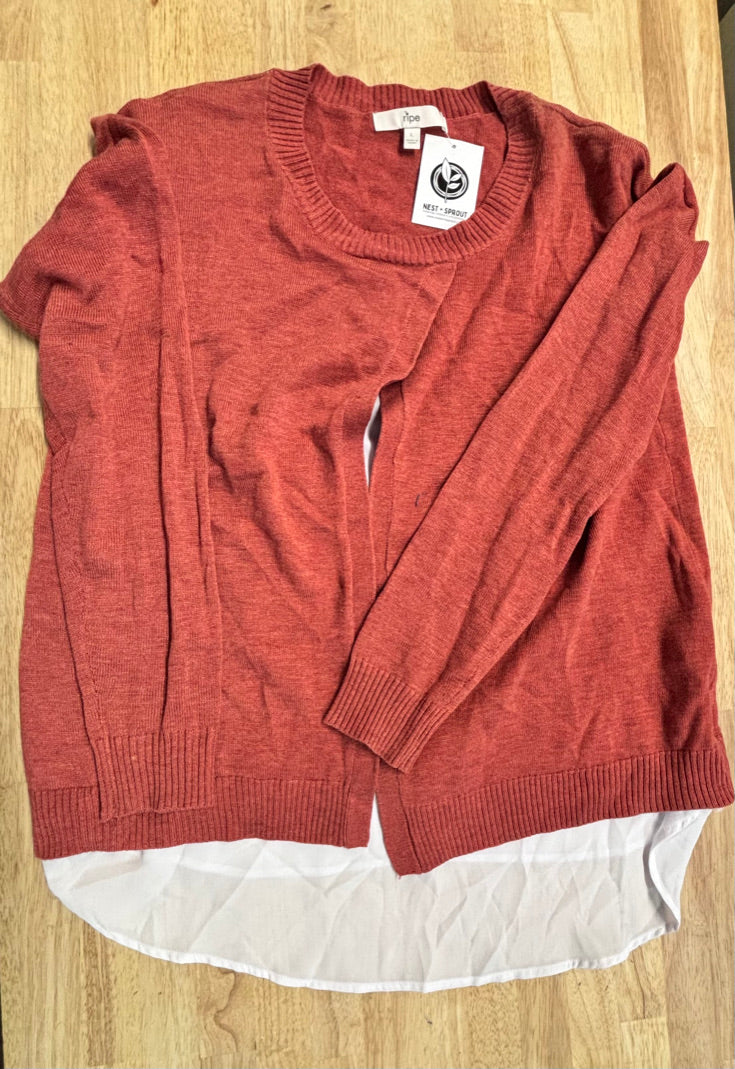 Ripe Maternity Nursing Sweater Large Orange